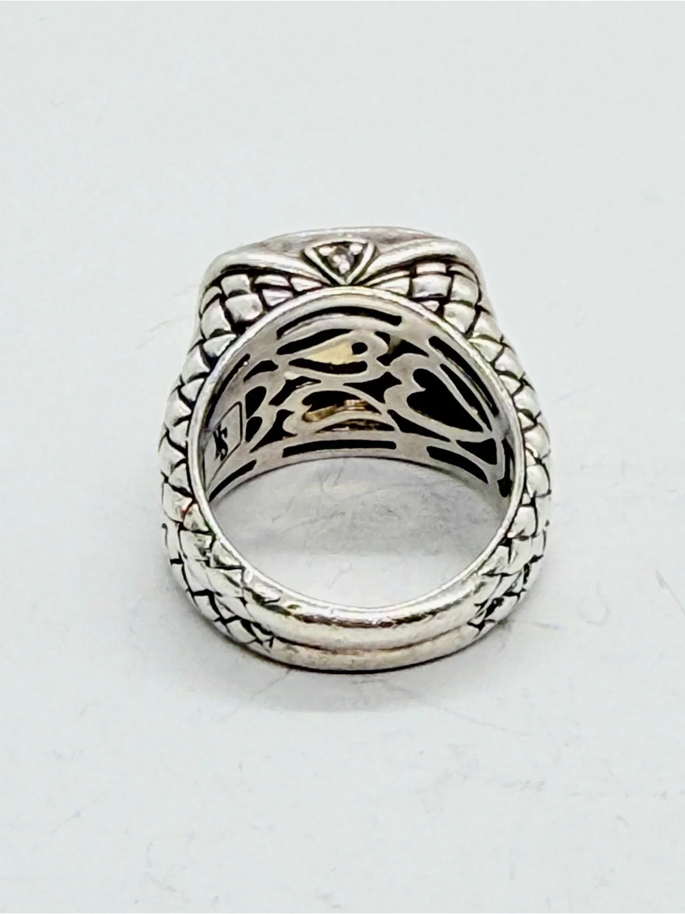 Scott Kay Sterling Silver Smoky Quartz & Diamond Accent Woven Ring 7 AS IS See P